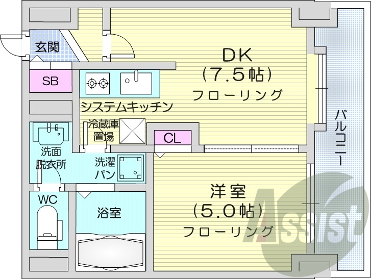 1DK、灯油暖房、モニターホン、オートロック