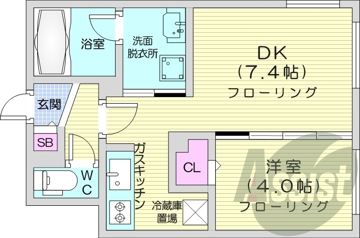 1LDK、エアコン、ネット無料