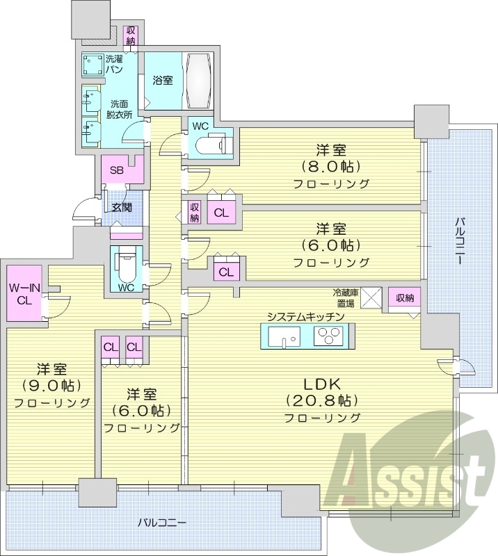 4LDK、アイランドキッチン、ウォークインクローゼット