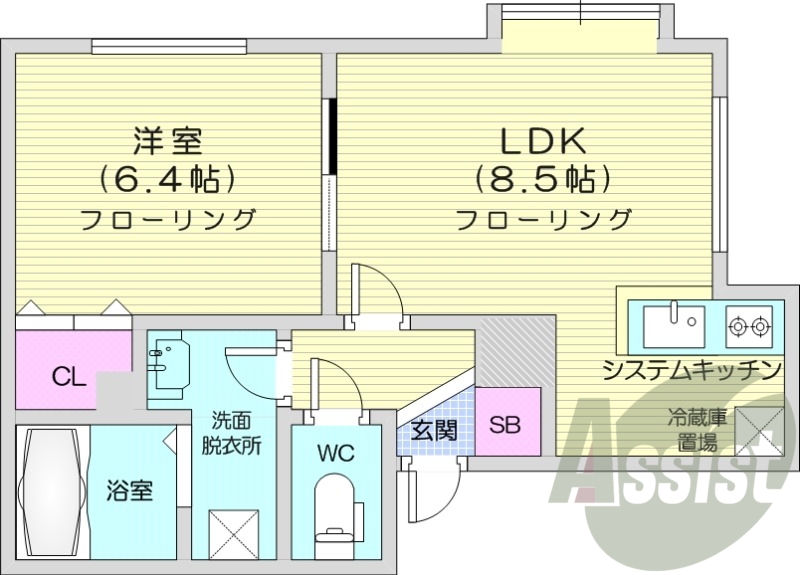 1LDK、インターネット無料、エアコン、灯油暖房