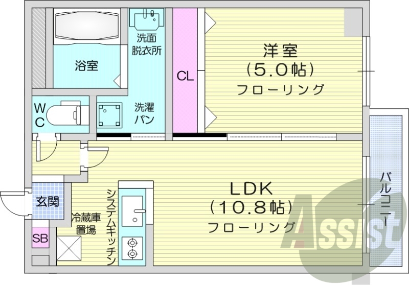 1LDK、角部屋、光ファイバー、オートロック、
