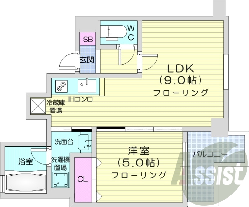 1LDK、収納、灯油暖房、角部屋、オートロック
