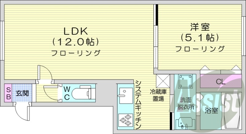 1LDK、ペット相談、エアコン、システムキッチン