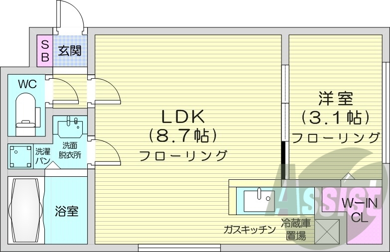 1LDK、エアコン、独立洗面台、シャワートイレ、灯油暖房