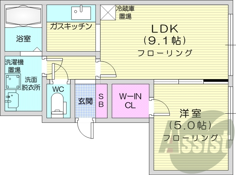 1LDK、インターネット無料、