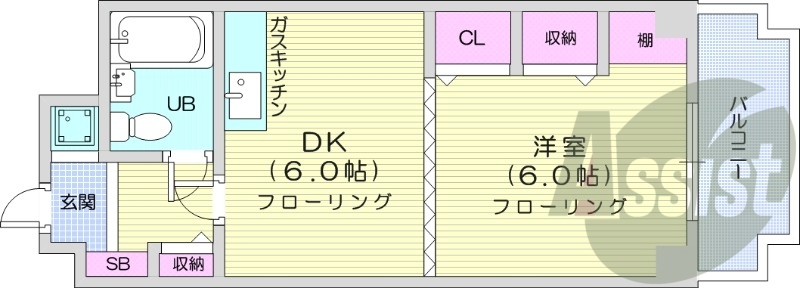1DK、モニターホン、クローゼット、シューズボックス