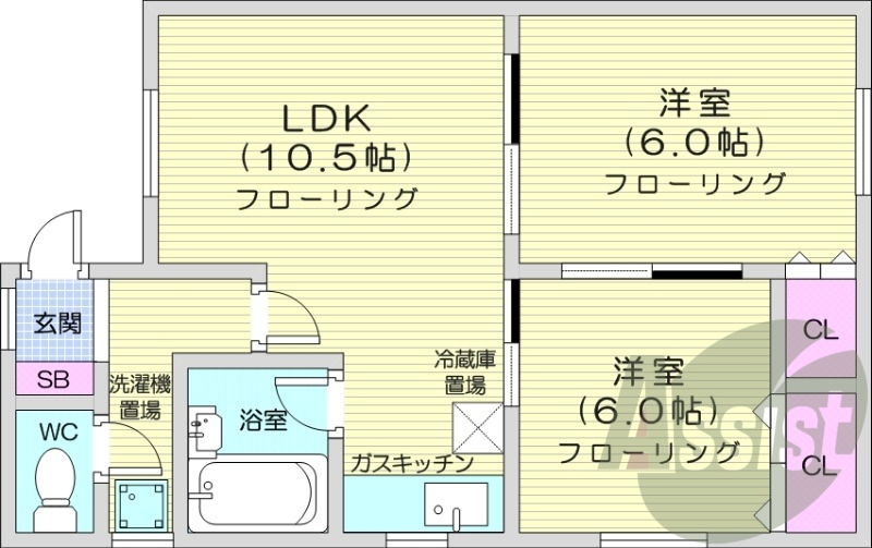 2LDK、駐車場付き、角部屋、トランクルーム