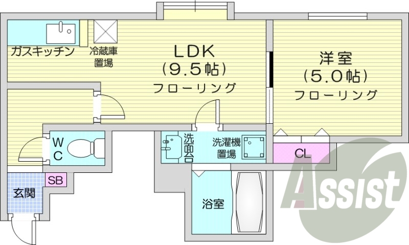 1LDK、灯油暖房、テレビモニターホン、収納