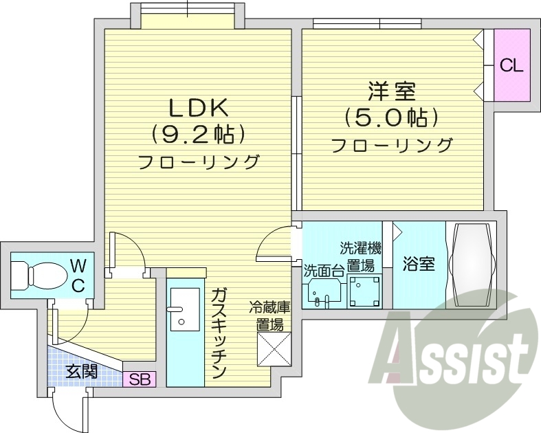 １LDK、独立洗面台、インターネット無料