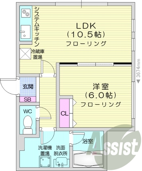 1LDK、バストイレ別、トランクルーム、オートロック