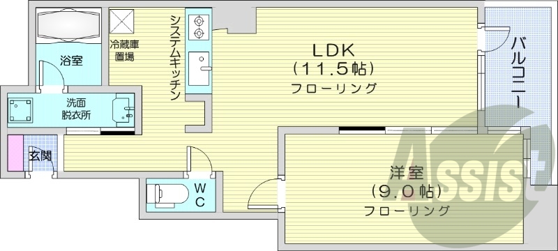 1LDK、浴室乾燥機、オートロック、エアコン