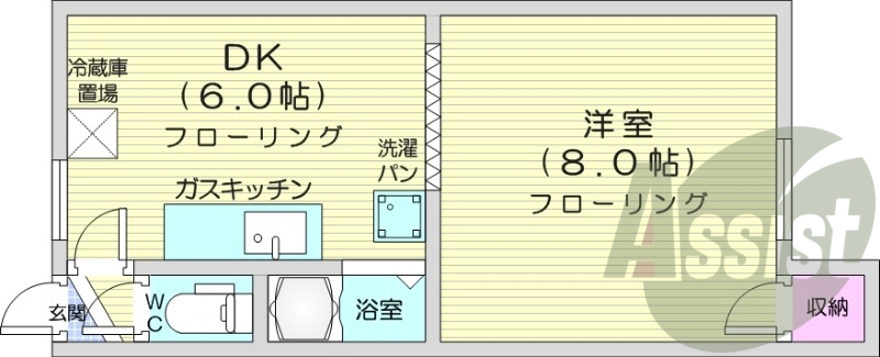 1DK、ロードヒーティング、ネット使用料不要
