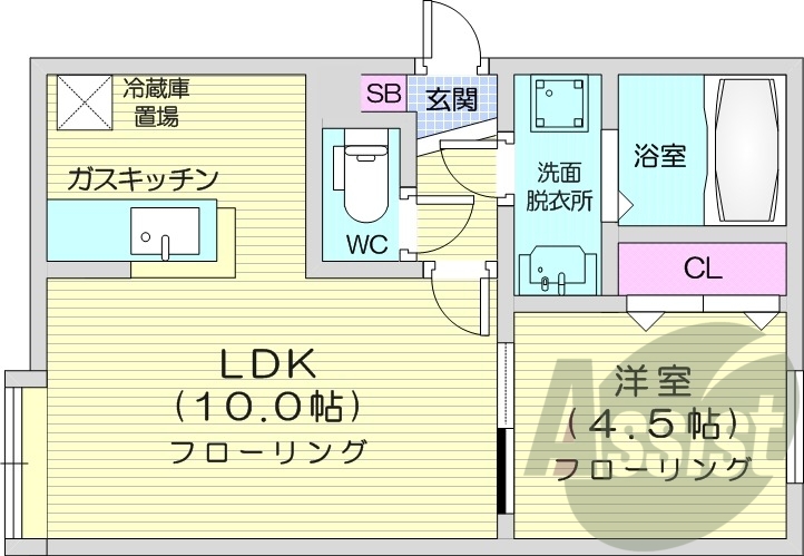 １LDK、エアコン、モニタ付インターホン、浴室乾燥機