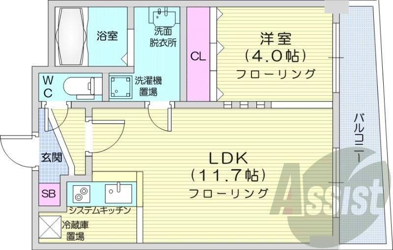 1LDK、オール電化、エアコン、バストイレ別