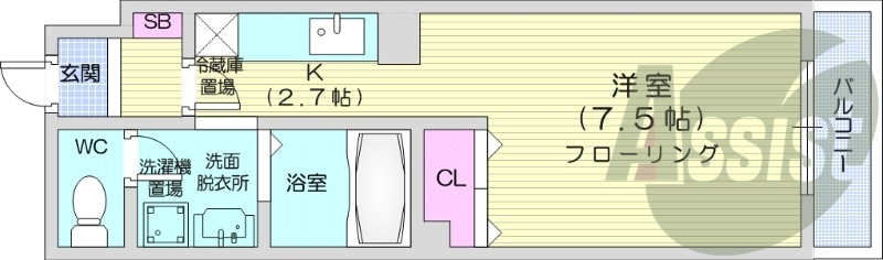 １K、エアコン、オートロック、ネット使用料不要