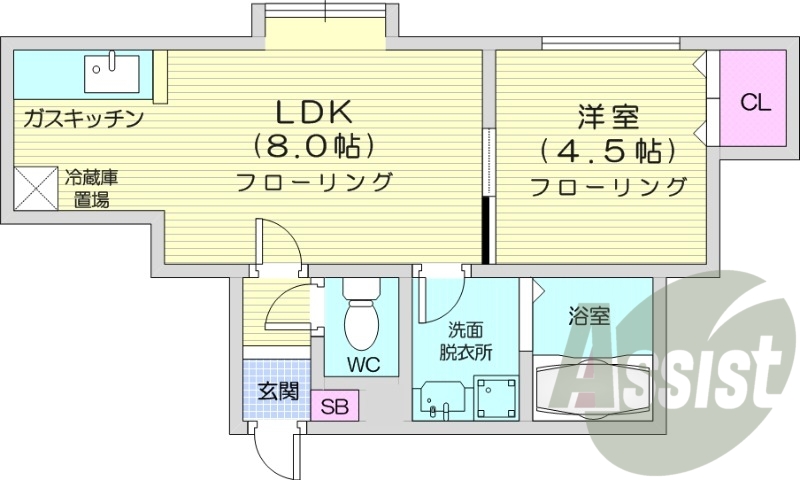 1LDK、シャンプードレッサー、モニタ付インターホン