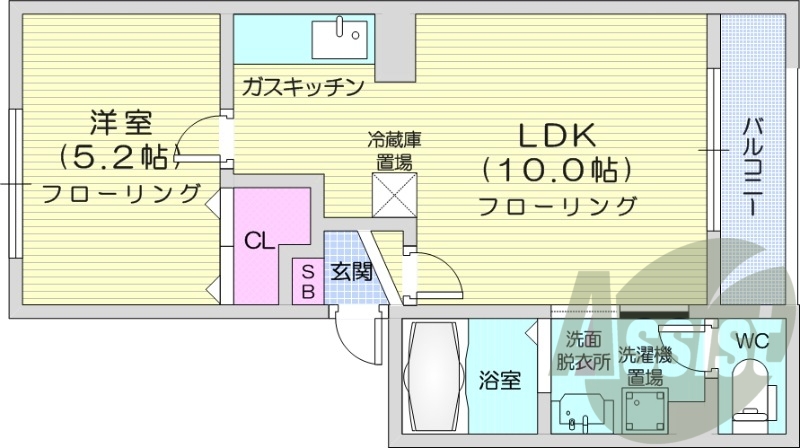 1LDK、灯油FF暖房、ネット無料、TVインターホン