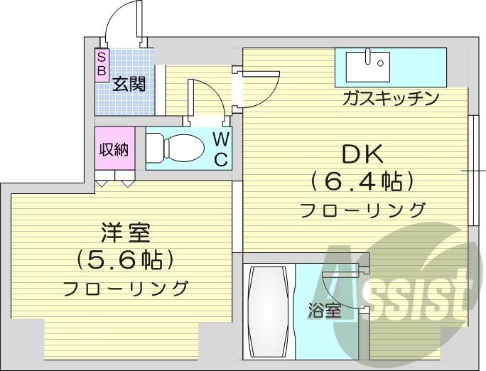 1DK、灯油暖房、最上階、シューズボックス