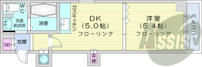 1LDK、ネット無料、シャンプードレッサー、TVモニターホン