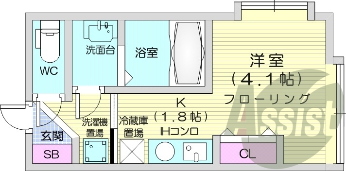 1K、エアコン、ネット無料、宅配ボックス
