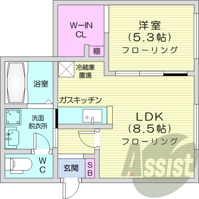 1LDK、シャワートイレ、モニタ付インターホン、灯油暖房