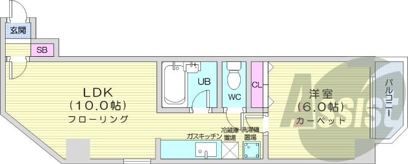 1LDK、オートロック、ウォシュレット、ネット無料