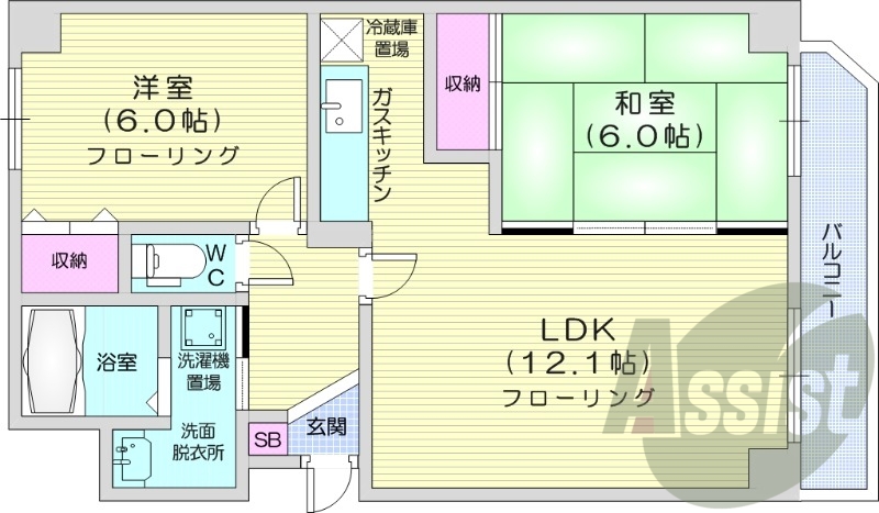 2LDK、ネット無料、独立洗面台、灯油暖房