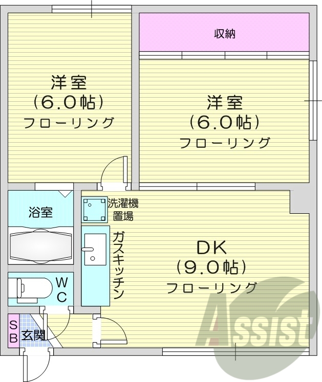 2DK、灯油暖房、風呂トイレ別、ロードヒーティング