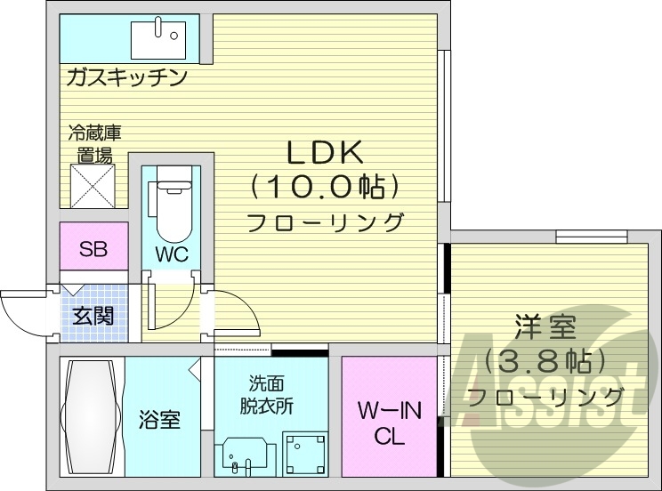 1LDK、エアコン、灯油暖房、ネット無料