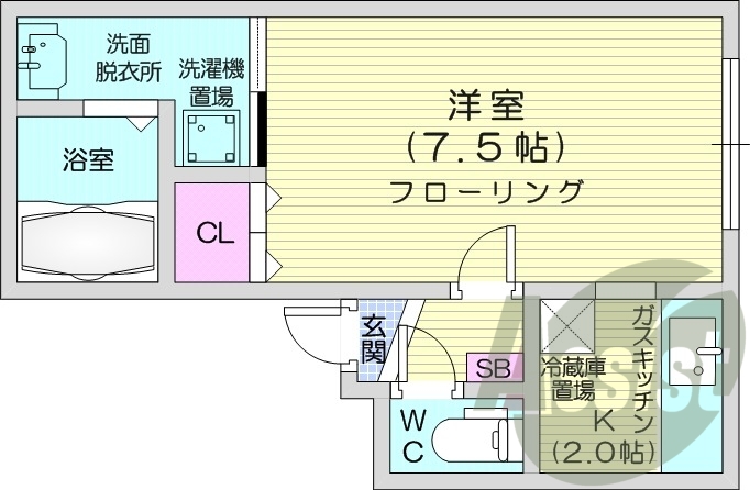 1K、オートロック、バルコニー、灯油暖房