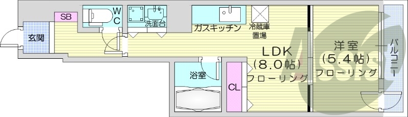 1LDK、ネット無料、独立洗面台、