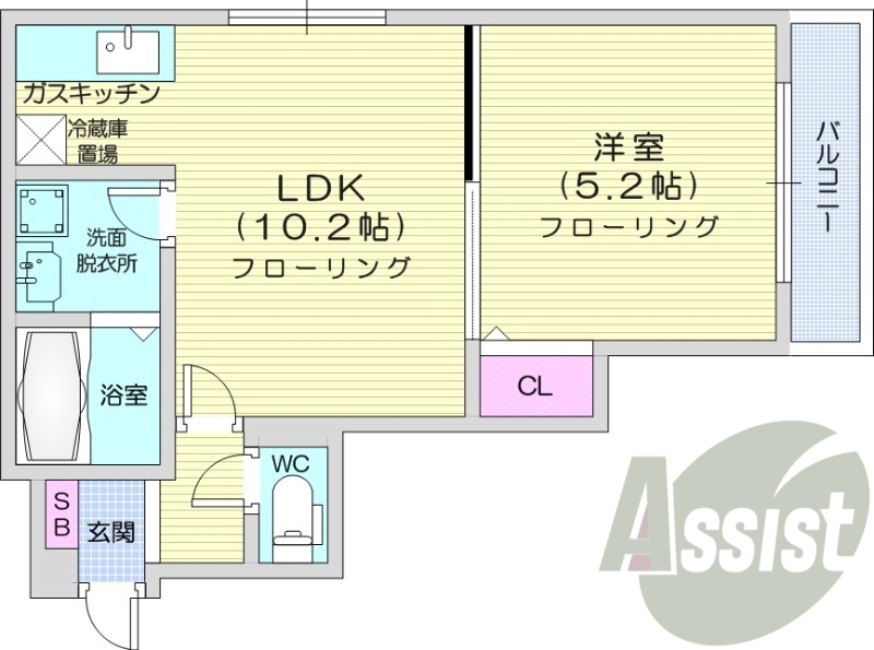 1LDK、エアコン、独立洗面台、ネット無料