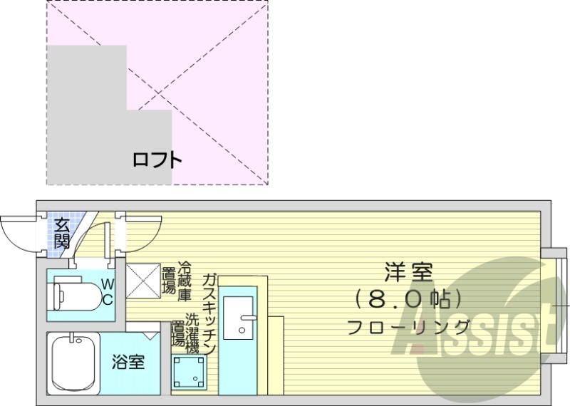 1R、モニター付きインターホン、バストイレ別、灯油暖房