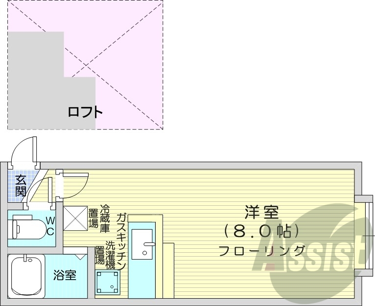 1R、モニター付きインターホン、バストイレ別、灯油暖房