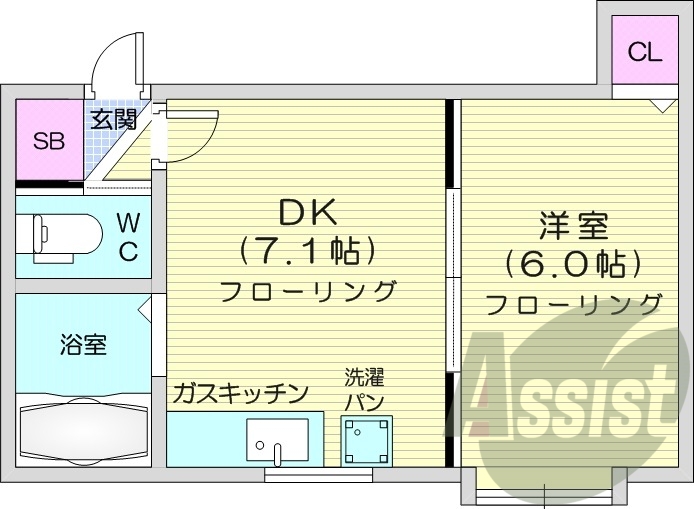 1DK、エアコン、灯油暖房、独立洗面台、トランクルーム
