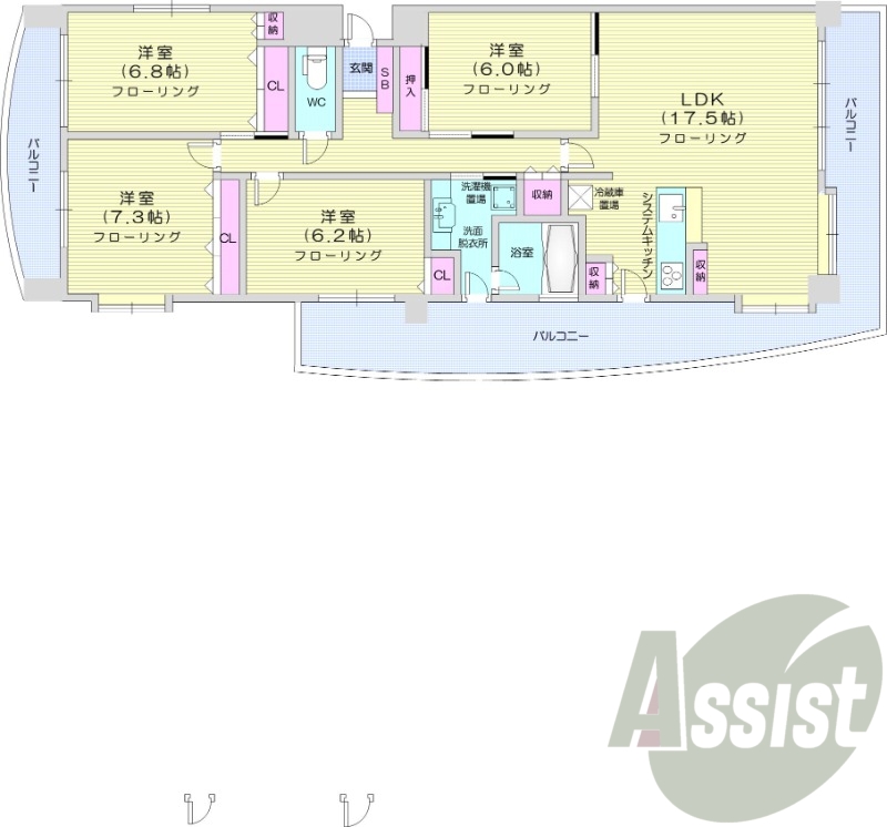 4LDK、ペット可、浴室暖房乾燥機、食洗器、パネルヒーター