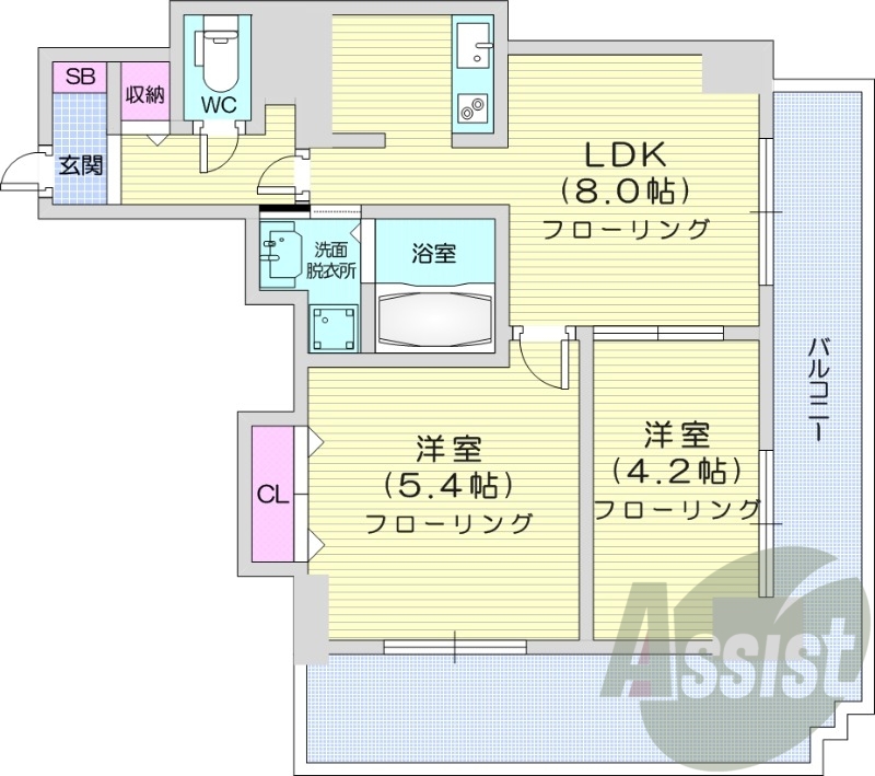 2LDK、オートロック、ペット可、灯油給湯