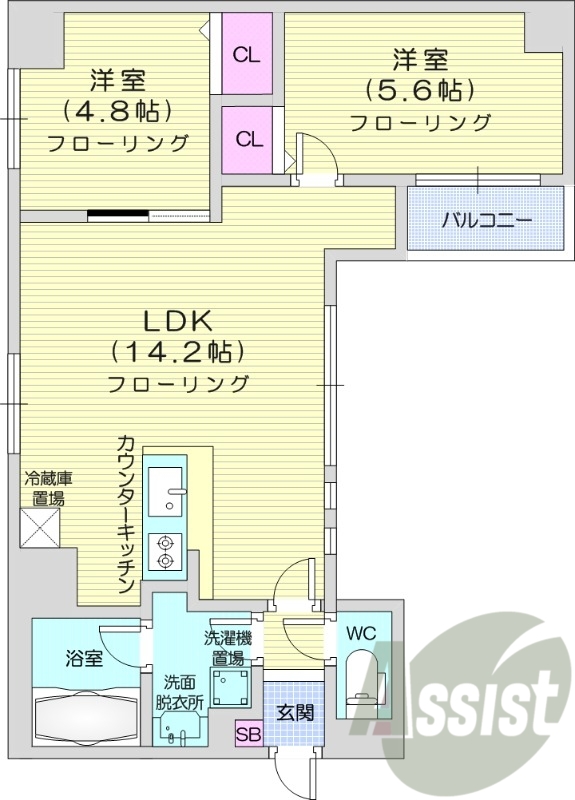 2LDK、システムキッチン、灯油FF暖房、防犯カメラ