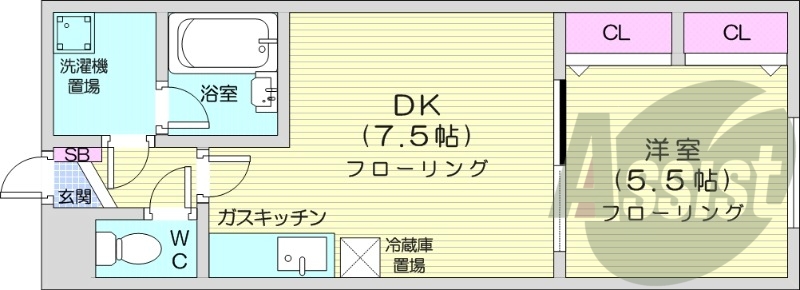 1DK、灯油暖房、オートロック、インターネット対応