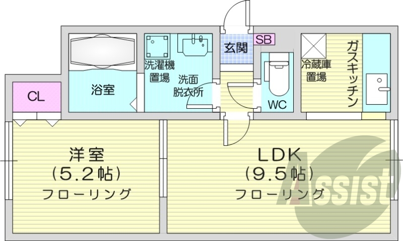 1LDK、ロードヒーティング、エアコン、灯油暖房