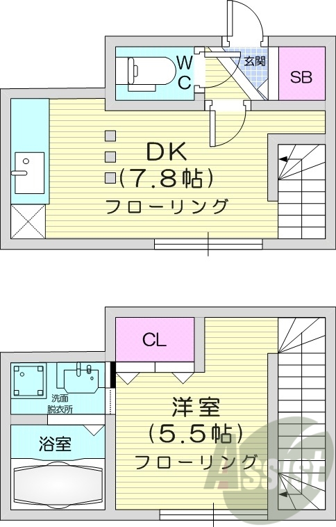 1LDK、角部屋、オートロック、ネット無料、エアコン
