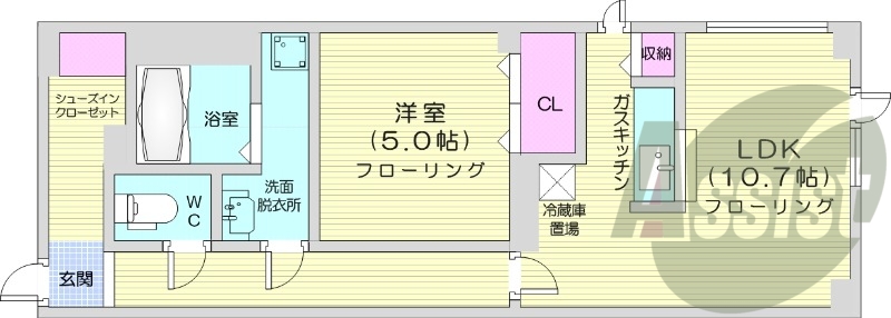 1LDK、灯油暖房、ペット可、モニターホン