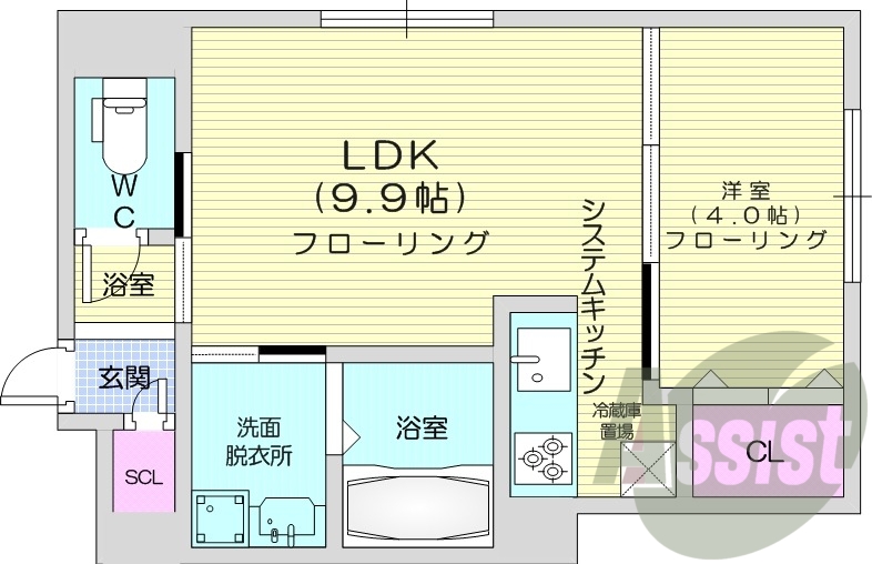 1LDK、灯油暖房、インターネット使用料不要