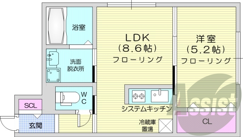 1LDK、灯油暖房、インターネット使用料不要