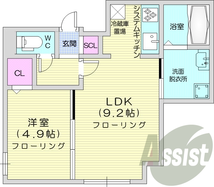 1LDK、灯油暖房、インターネット使用料不要