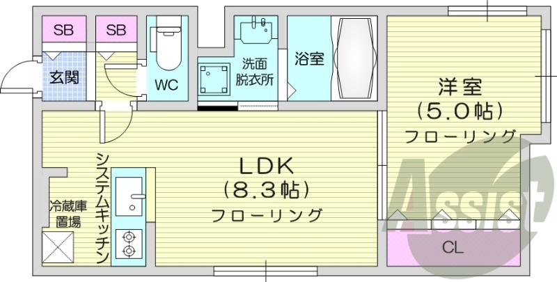 1LDK、エアコン、システムキッチン、灯油暖房、ネット無料