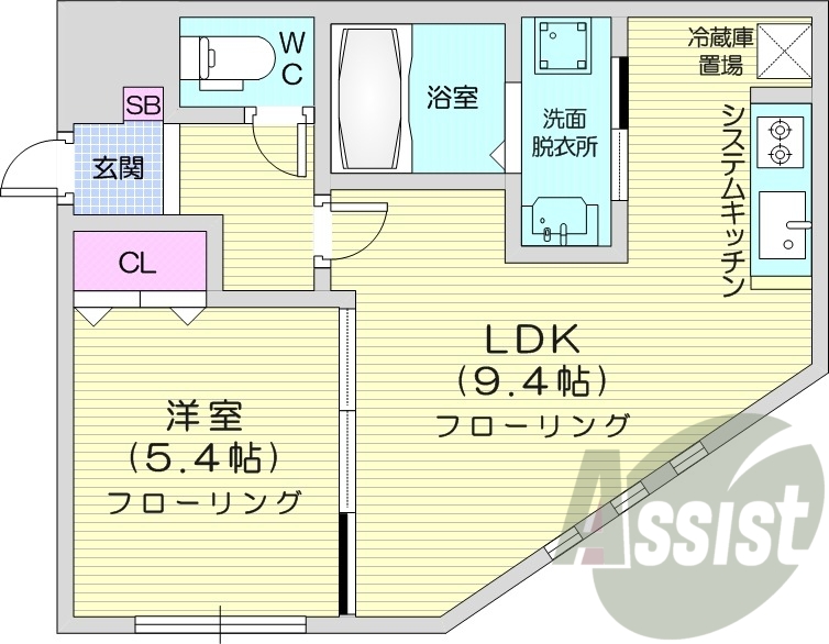 1LDK、都市ガス、エアコン、ネット無料、TV付インターホン
