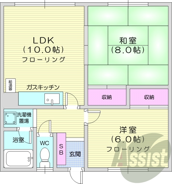 2LDK、灯油ボイラー、灯油暖房、トランクルーム