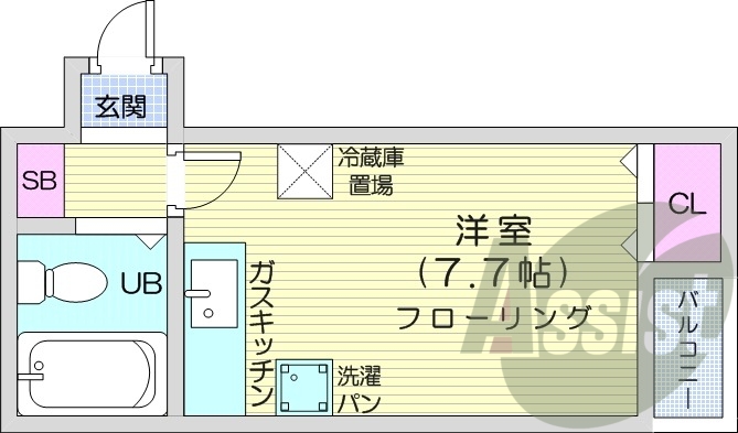 1R、灯油暖房、ネット無料、シューズボックス、最上階
