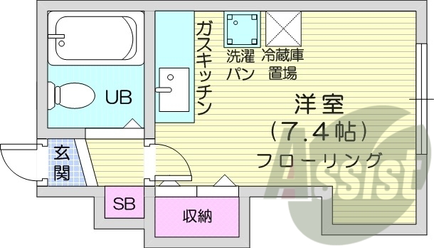 1R、灯油暖房、ネット無料、シューズボックス、最上階